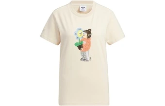 Футболка Adidas Originals x Charr Morita с растительным принтом, бежевая, женская | Китай.рф
