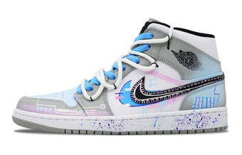 Кроссовки баскетбольные мужские Jordan Air Jordan 1 высокие сине-серые | Китай.рф