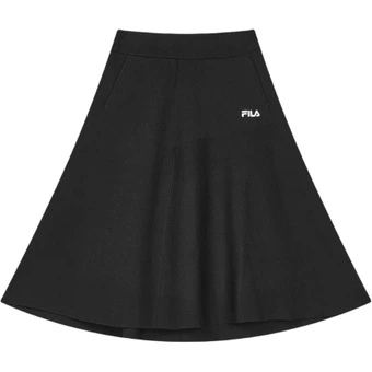 FILA вязаная юбка средней длины, черная | Китай.рф