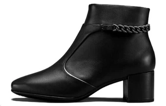Короткие сапоги женские Ecco Top Grain из натуральной кожи, черные, 5 см | Китай.рф