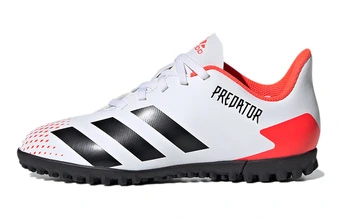 Детские футбольные бутсы Adidas Predator 20.4 TF J белые с красными и черными вставками | Китай.рф