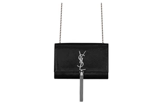 Сумка через плечо Saint Laurent YSL Kate с цепочкой и бахромой черная | Китай.рф