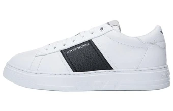 Кроссовки EMPORIO ARMANI мужские из натуральной кожи, низкие, черно-белые | Китай.рф