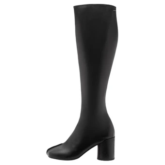 Высокие сапоги MM6 Maison Margiela Leather Knee High Boots 7cm Women's Black | Китай.рф