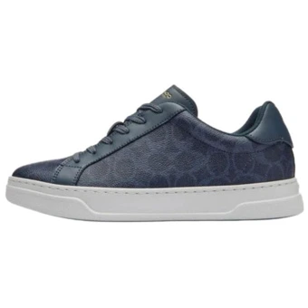 Кроссовки для скейтборда COACH High Line Cow Split Leather Low Top Women's Blue | Китай.рф