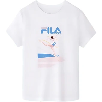 Футболка FILA KIDS хлопковая с круглым вырезом и буквенным принтом для подростков | Китай.рф