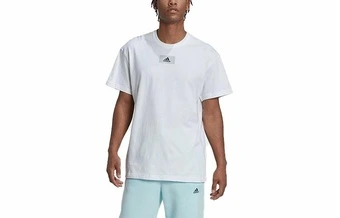 Футболка adidas с логотипом и круглым вырезом, свободная, белая | Китай.рф