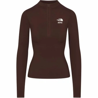 Футболка The North Face × SKIMS clean fit полузамок коричневая | Китай.рф