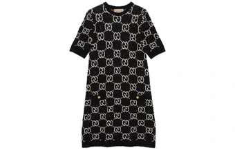 Платье GUCCI женское черное с жаккардовым узором Double G | Китай.рф