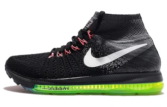 Кроссовки Nike All Out Flyknit женские черно-бело-зеленые для марафона | Китай.рф