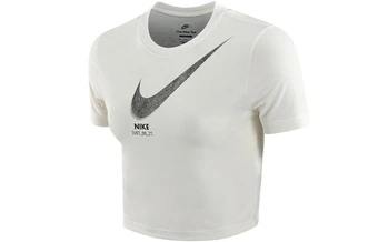 Футболка Nike Sportswear женская укороченная с принтом, белая | Китай.рф