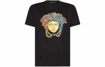 Футболка VERSACE мужская черная с вышивкой Медузы и стразами | Китай.рф