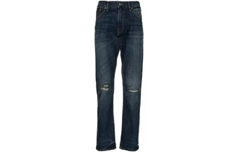 Джинсы Polo Ralph Lauren прямые, состаренные, с прорехами, мужские, синие, коллекция SS22 | Китай.рф