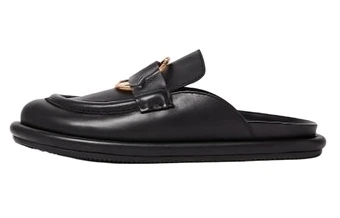 Тапочки закрытые Moncler Bell Leather женские черные | Китай.рф