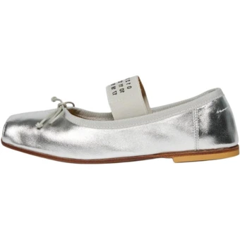 Детские кожаные туфли MM6 Maison Margiela Low Top Kids' Leather Shoes Silver | Китай.рф
