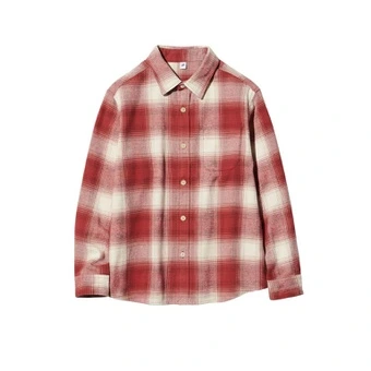 Рубашка UNIQLO детская клетчатая с длинным рукавом | Китай.рф