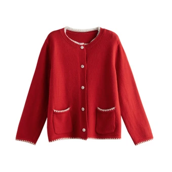 Вязаный кардиган Tonlion Knitwear для женщин с круглым вырезом | Китай.рф