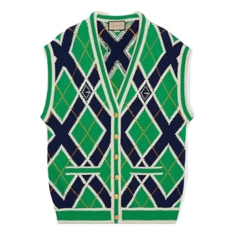 Вязаный кардиган GUCCI G Rhombus женский, зеленый | Китай.рф