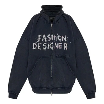 Свитшот Balenciaga Oversized Zipped Hoodie женский черный | Китай.рф