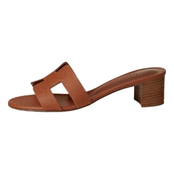 Шлепанцы HERMES Oasis Slide Slippers 5cm женские коричневые | Китай.рф