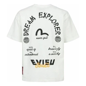 Футболка EVISU с принтом морских чаек и логотипом, унисекс, белая | Китай.рф