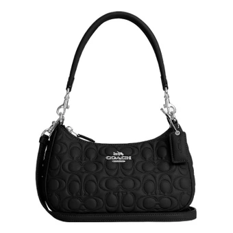 Сумка-багет COACH Teri 24 среднего размера с тиснением, черная | Китай.рф