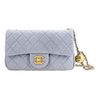 Мини-сумка CHANEL Classic Flap CF21B через плечо с золотым шариком, холодный серый | Китай.рф