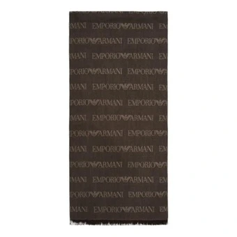 Вязаный шарф EMPORIO ARMANI коричневый с бахромой | Китай.рф