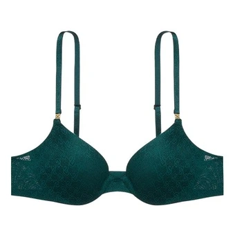 Бюстгальтер Victoria's Secret с логотипом и эффектом лифтинга, женский, тёмно-зелёный | Китай.рф