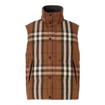 Пуховик Burberry двусторонний клетчатый коричневый | Китай.рф