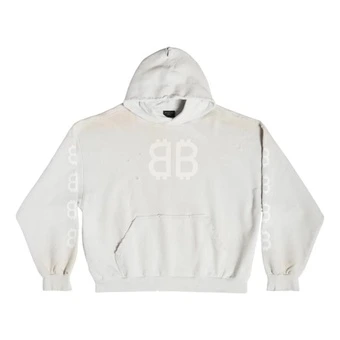 Худи мужское Balenciaga с принтом-логотипом, бежевое, коллекция SS23 | Китай.рф