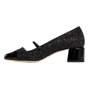 Туфли Мэри Джейн Jimmy Choo Elisa Leather Chunky Heel 4.5cm черные | Китай.рф