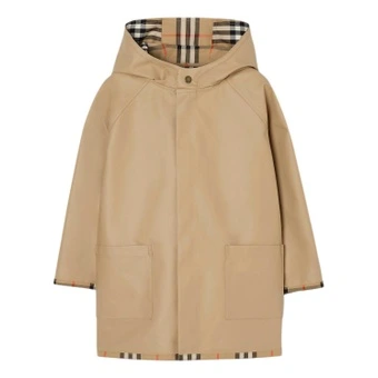 Пальто Burberry детское шерстяное с капюшоном в клетку | Китай.рф