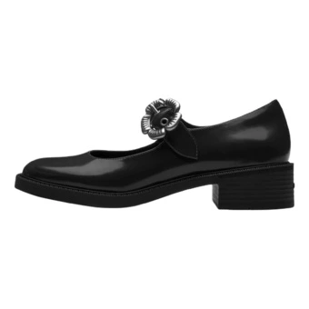 Туфли Мэри Джейн COACH Tea Rose Leather Chunky Heel Mary Jane Shoes Women's Black | Китай.рф