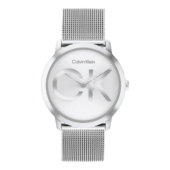 Унисекс часы Calvin Klein с крупным логотипом на серебристом циферблате | Китай.рф