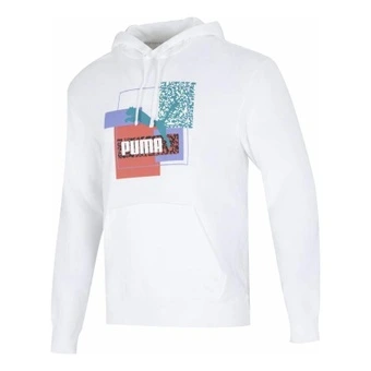 Толстовка PUMA Brand Love Hoodie с принтом TR Logo, мужская, осенняя, белая | Китай.рф