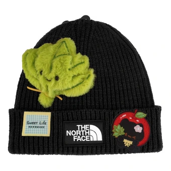 Вязаная шапка The North Face MAY с брелоком чёрно-зелёная унисекс | Китай.рф