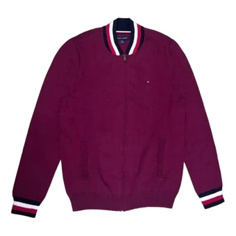 Трикотажная кофта Tommy Hilfiger мужская бордовая | Китай.рф