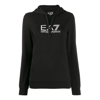 Худи EMPORIO ARMANI EA7 женское с логотипом, черное | Китай.рф