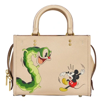 Сумка COACH x Disney Rogue 25 женская с принтом Микки Мауса, бежевая | Китай.рф