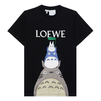 Футболка LOEWE x Тоторо с круглым вырезом и принтом, черная, унисекс | Китай.рф