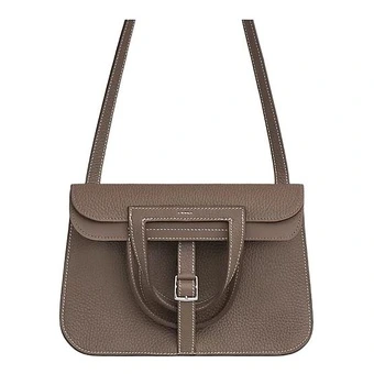 Сумка HERMES Halzan 25 через плечо, кожа Clemence, серебро, Etoupe | Китай.рф