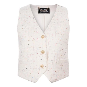 Жилет KARL LAGERFELD Vests Women's Ecru V Neck Moderate Other | Китай.рф