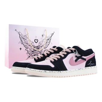 Кроссовки баскетбольные Air Jordan 1 Sweet Berry Island низкие черно-розовые | Китай.рф