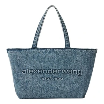 Сумка Alexander Wang тоут с логотипом, малая, синяя | Китай.рф