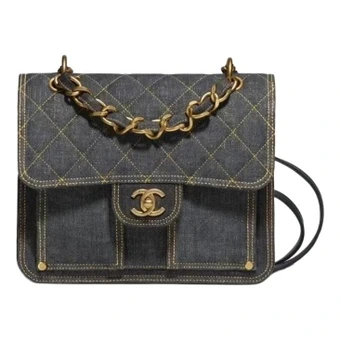Джинсовый рюкзак CHANEL с цепочкой и кожаной вставкой, женский, черный | Китай.рф