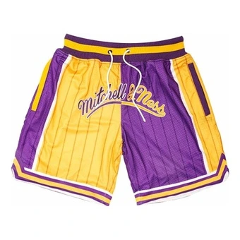 Шорты баскетбольные Mitchell & Ness x UZIS свободные ретро унисекс фиолетово-золотые | Китай.рф