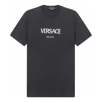 Футболка VERSACE с вышитым логотипом темно-синяя | Китай.рф