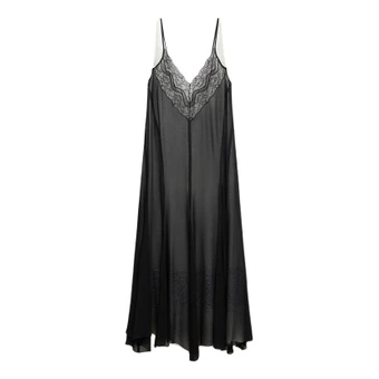 Слип-платье ZARA ZW с кружевом, женское, чёрное | Китай.рф