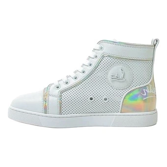 Кроссовки женские высокие Christian Louboutin белые кожаные | Китай.рф